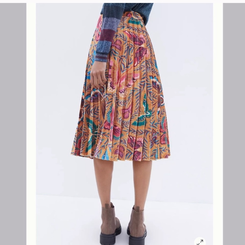 Anthropology Farm Rio Pleated Velvet Midi Skirt